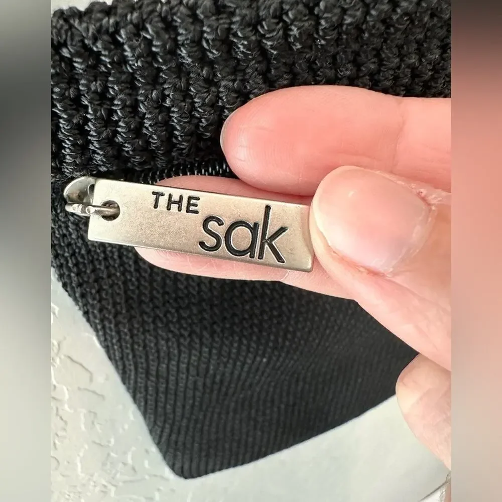 THE SAK Black Crochet Crossbody Bag Y2K Boho Minimalist Zip Purse